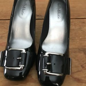 Black patent pumps 3 inch heel.